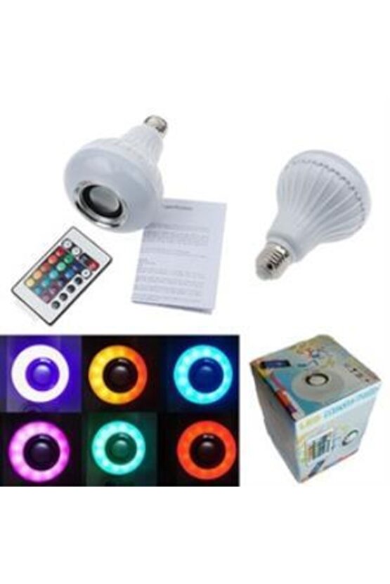Bluetooth Hoparlörlü Kumandalı Rgb Akıllı Led Ampul-16 Renk
