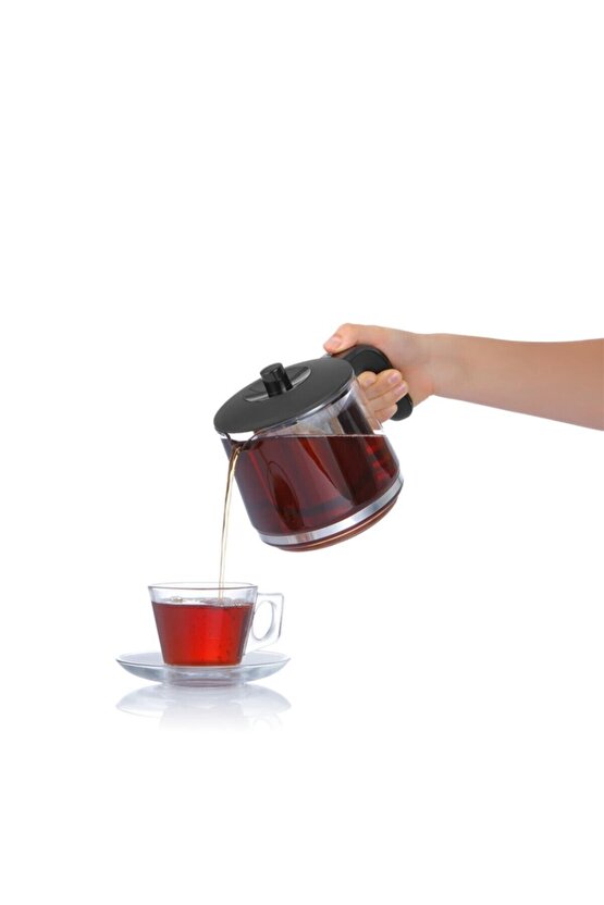 Demli Stil IH33204 CAM Demlikli Çay Makinesi Kırmızı