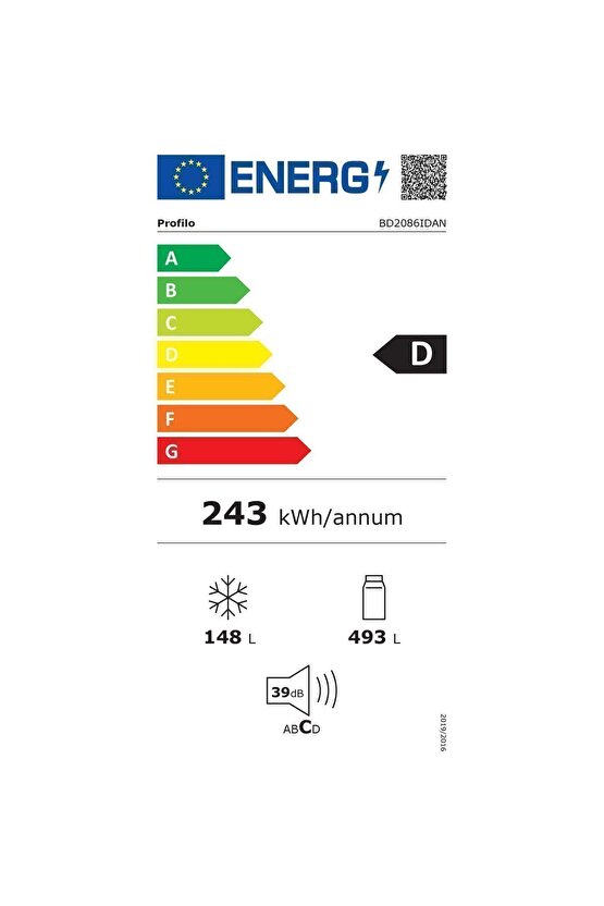 BD2086IDAN D Enerji Sınıfı 641 Lt NoFrost Üstten Donduruculu Buzdolabı