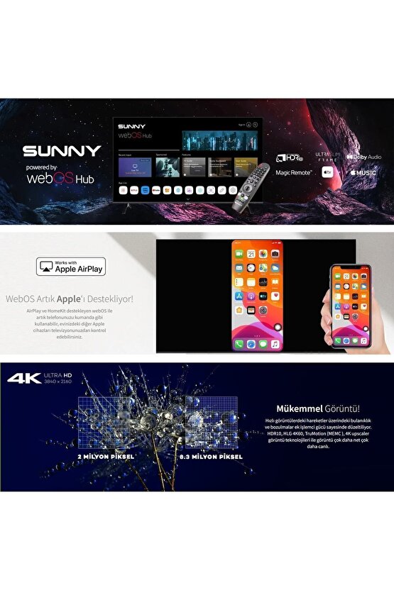 SN65FMN252 65 165 Ekran Uydu Alıcılı 4K Ultra HD Smart WebOS LED TV