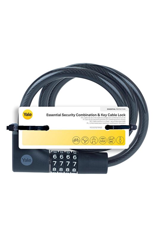 Essential Kablolu Bisiklet Kilidi  1000mm  Şifreli ve  Anahtarlı YCC0121002