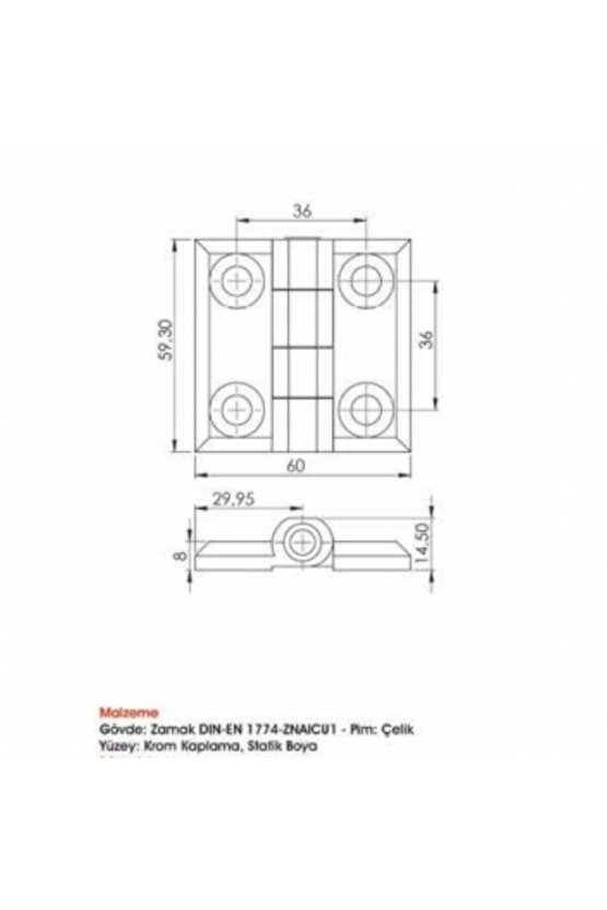 Sermak Yaprak Menteşe 433 V1 (60x60 Mm)