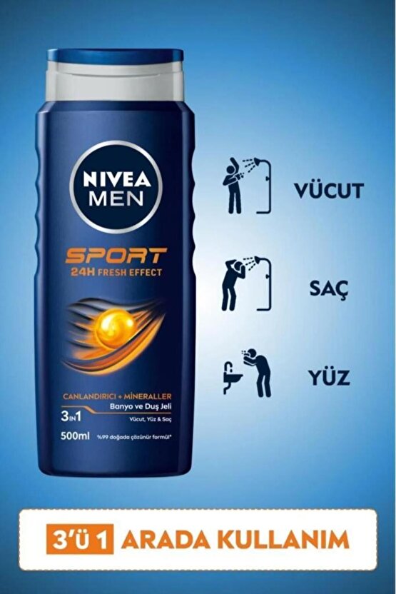 Men Sport Duş Jeli 500 Ml 2li
