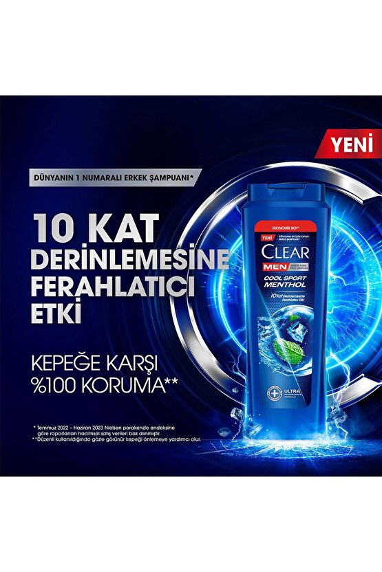 Men Kepeğe Karşı Etkili Saç Bakım Şampuanı Cool Sport Menthol Ferahlatıcı Mentol 600 ml X3