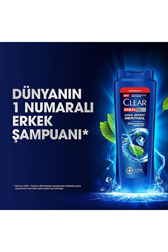 Men Kepeğe Karşı Etkili Saç Bakım Şampuanı Cool Sport Menthol Ferahlatıcı Mentol 600 ml X3