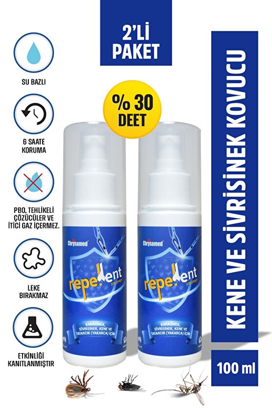 Sivrisinek Kovucu Sinek İlacı Kene İlacı Karasinek Yakarca Sinek Kovucu 2li Su Bazlı Repellent D30
