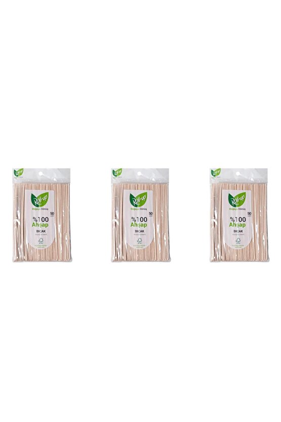 Doğaya Dönüş Ekolojik Doğal Doğa Dostu %100 Ahşap Bıçak - 16 Cm. - 50li 3 Paket