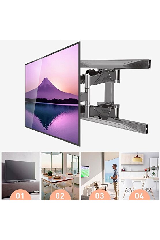 LG 65 165 Ekran Led TV Uyumlu NB P6 Hareketli Led TV Askı Aparatı Güçlendirilmiş Çelik Kollu