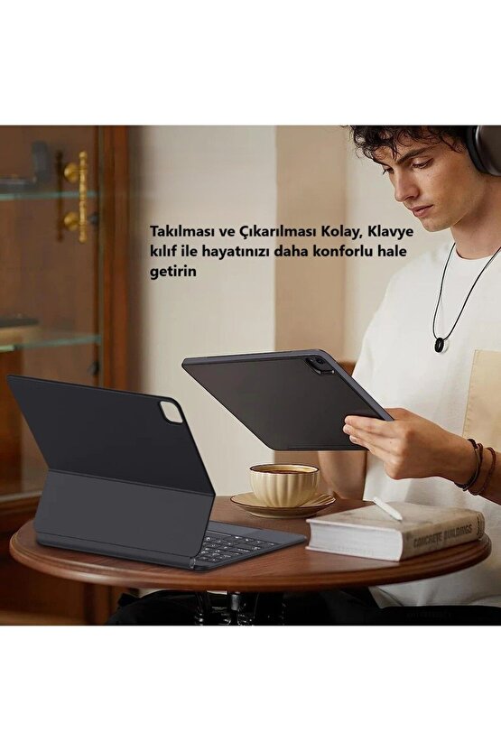 İpad Pro 11 Uyumlu Manyetik Magic Keyboard Katlanır Işıklı Klavyeli Tablet Kılıf+ Dokunmatik Kalem