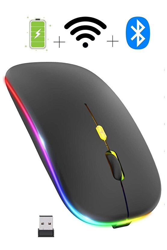 GTX Jaculus V2 10.1 Gaming Tablet İçin Uyumlu RGB LED Işıklı Bluetooth+2.4Ghz Kablosuz Şarjlı Mouse