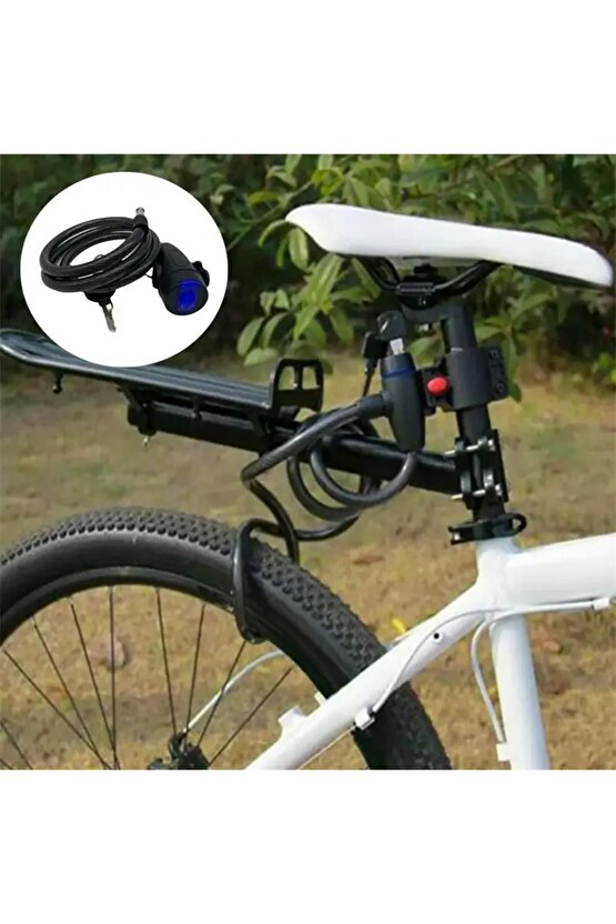 Çelik Kilit Bisiklet Motosiklet Kilidi + Lazer LED Işık HEDİYELİ Scooter ve Bebek Arabası İçin Uygun