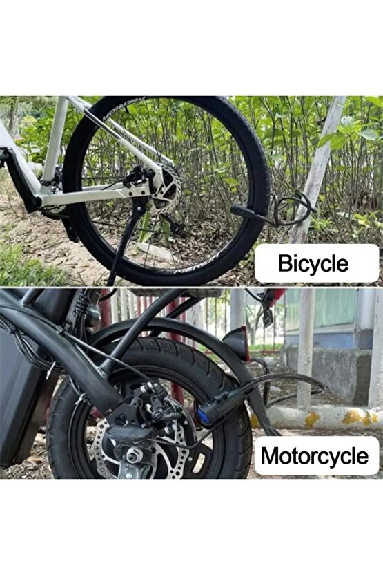 Çelik Kilit Bisiklet Motosiklet Kilidi + Lazer LED Işık HEDİYELİ Scooter ve Bebek Arabası İçin Uygun