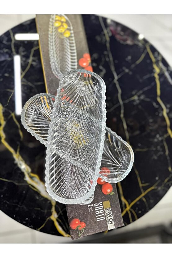 2li Oval Balık Sırtı Çerez Meyve ve Meze Sunum Tabağı Kahvaltı Sunum Kayık Tabak Servis Tabağı17x7cm