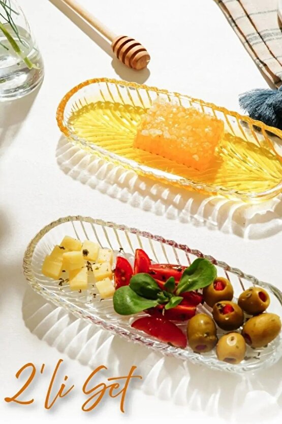 2li Oval Balık Sırtı Çerez Meyve ve Meze Sunum Tabağı Kahvaltı Sunum Kayık Tabak Servis Tabağı17x7cm