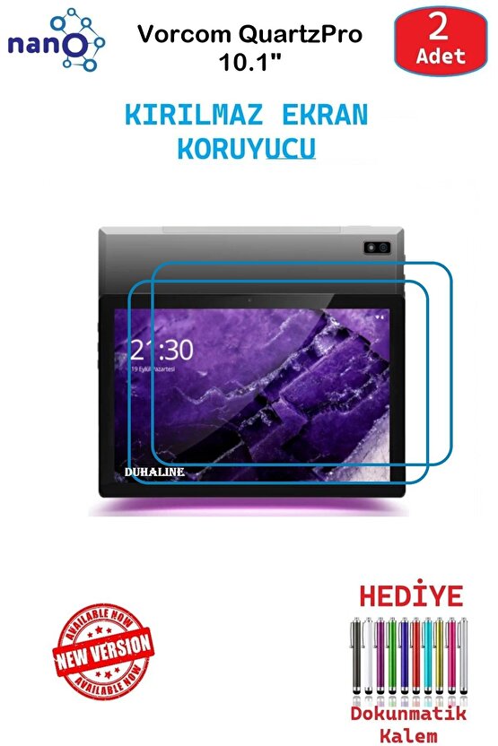 Vorcom QuartzPro 10.1 Uyumlu İçin Nano Ekran Koruyucu 9h Esnek 2 ADET