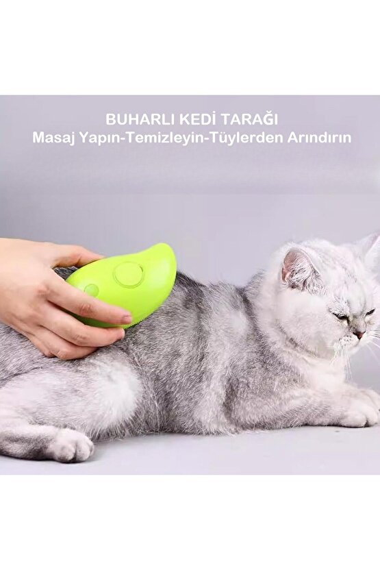 Buharlı Kedi & Köpek Tarağı Hazneli Evcil Hayvan Bakım Fırçası Kedi Köpek Tüy Toplayıcı