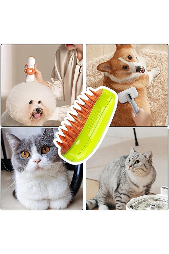 Buharlı Kedi & Köpek Tarağı Hazneli Evcil Hayvan Bakım Fırçası Kedi Köpek Tüy Toplayıcı