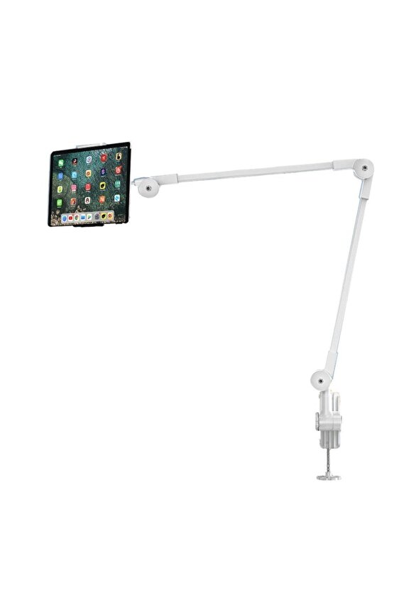 Alüminyum Alaşımlı Ayarlanabilir Uzun Kollu Telefon ve Tablet Tutucu Stand - Yatak ve Masa için