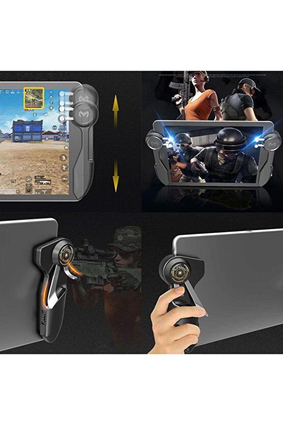 iPad Tablet için 2 Adet Oyun Joystick Tetik Kolu 6 Parmak L1R1 Pubg Mobile Ateş Tetiği Kolu Memo