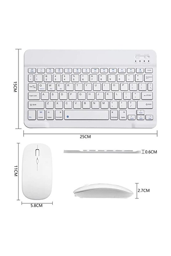 Hometech Alfa 10YC PRO 10.1 Tablet İçin Uyumlu Slim Şarjlı Türkçe Bluetooth Klavye ve Mouse Seti