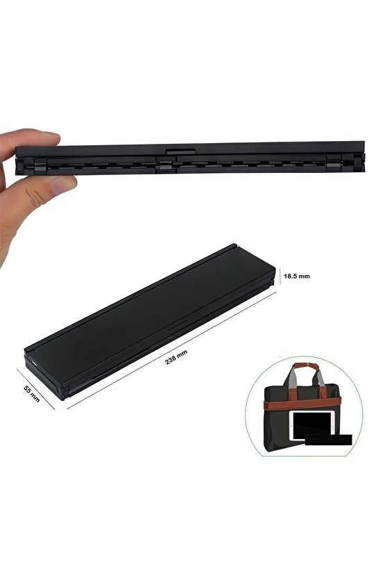 Bluetooth Klavye Kablosuz Mini Şarjlı Telefon Tablet İçin Klavye Kendinden Standlı Katlanır Taşınır