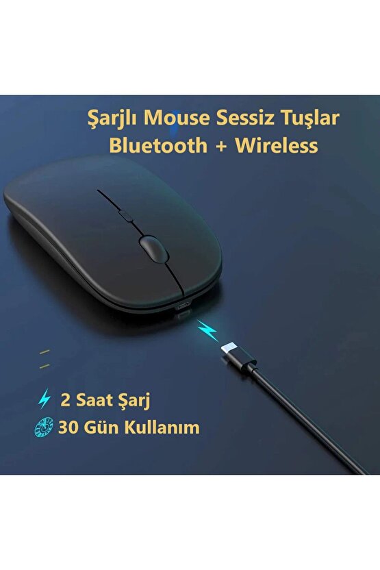 Huawei MatePad Pro 13.2 Tablet İçin Uyumlu Bluetooth Şarjlı 2.4Ghz Kablosuz Mouse Sessiz Tıklama