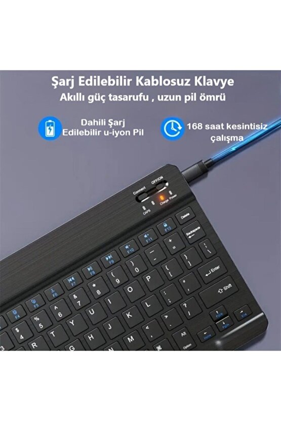 TCL TAB 10 Gen2 10.4 Tablet Uyumlu Slim Şarjlı Bluetooth Klavye ve Mouse Seti