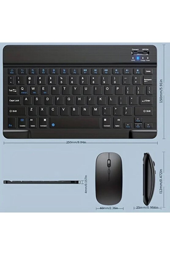 TCL TAB 10 Gen2 10.4 Tablet Uyumlu Slim Şarjlı Bluetooth Klavye ve Mouse Seti