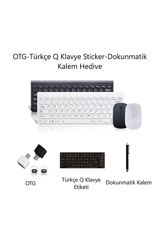 Samsung Galaxy Tab S9 Ultra Tablet Uyumlu Kablosuz Taşınabilir Q Klavye Ve Mouse Set BEYAZ