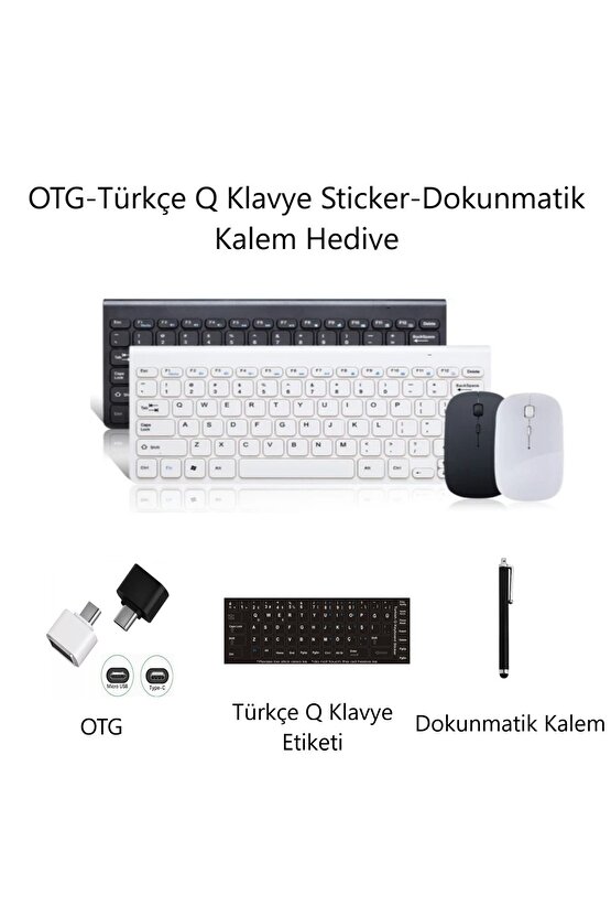 Acer Iconia Tab P10 10.4 Tablet Uyumlu Kablosuz Taşınabilir Q Klavye Ve Mouse Set BEYAZ
