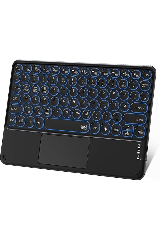 Huawei MatePad 10.4 Uyumlu Şarjlı Touchpadli Yuvarlak Tuş RGB Bluetooth Klavye