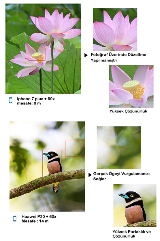 Profesyonel 60X Ultra Hd Zoom Optik Lens Teleskop Monoküler Teleskop Dürbün Tripod +Telefon Klipsi