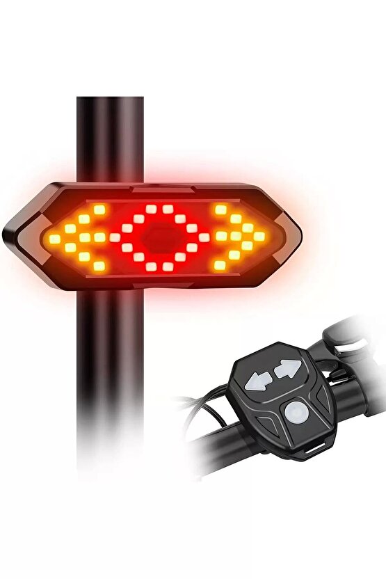 Bisiklet Dönüş Sinyali 5 Işık Seçeneği Şarj Edlebilir Bisiklet Arka LED Uyarı Işığı Uzaktan Kumanda