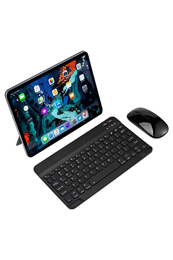 Windows 10 Tablet Için Uyumlu Slim Şarjlı Bluetooth Klavye Ve Mouse Seti