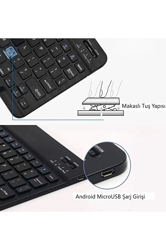 Windows 10 Tablet Için Uyumlu Slim Şarjlı Bluetooth Klavye Ve Mouse Seti