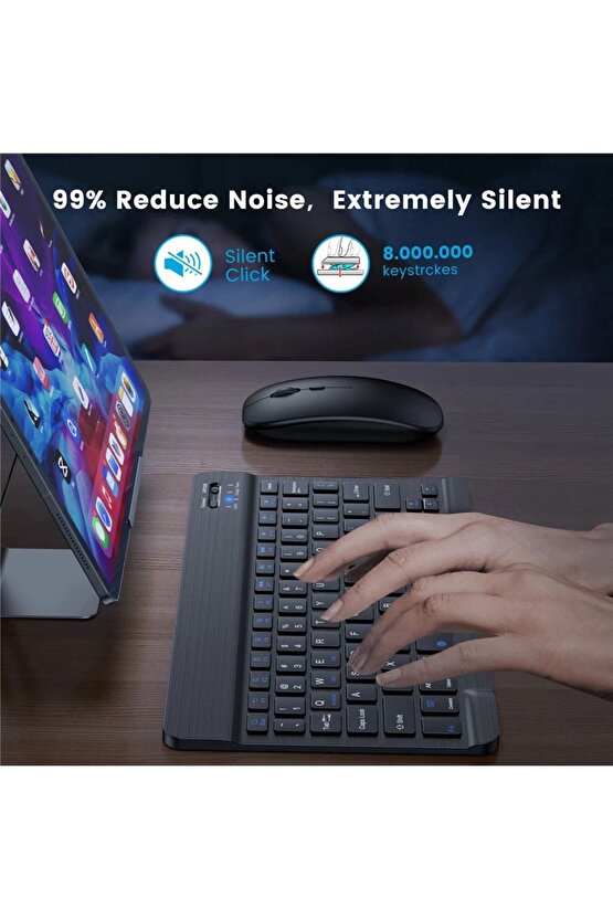 Windows 10 Tablet Için Uyumlu Slim Şarjlı Bluetooth Klavye Ve Mouse Seti