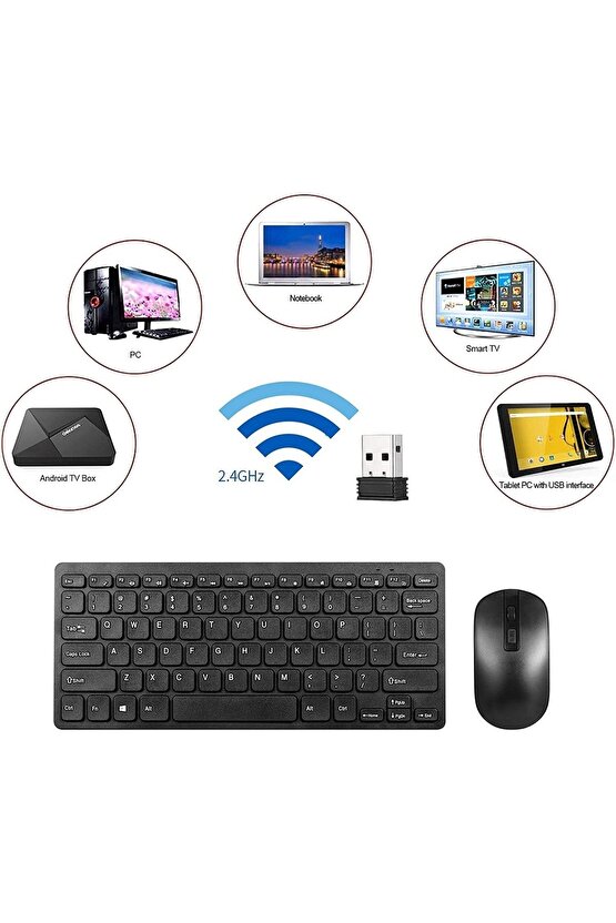 Kablosuz Taşınabilir Klavye Ve Mouse Set 2.4ghz Android Telefon  Tablet  Pc Tv Box Uyumlu