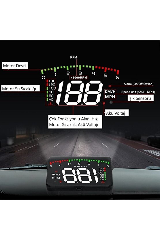 Ford Fiesta Araba Için Uyumlu Harici Dijital Hararet-hız-devir-akü Göstergesi Ekranı Hub Obd2