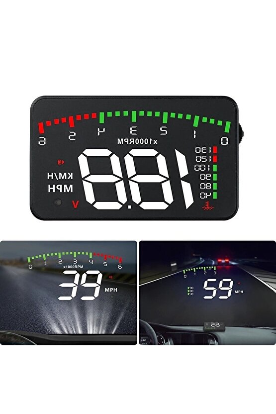 Ford Fiesta Araba Için Uyumlu Harici Dijital Hararet-hız-devir-akü Göstergesi Ekranı Hub Obd2