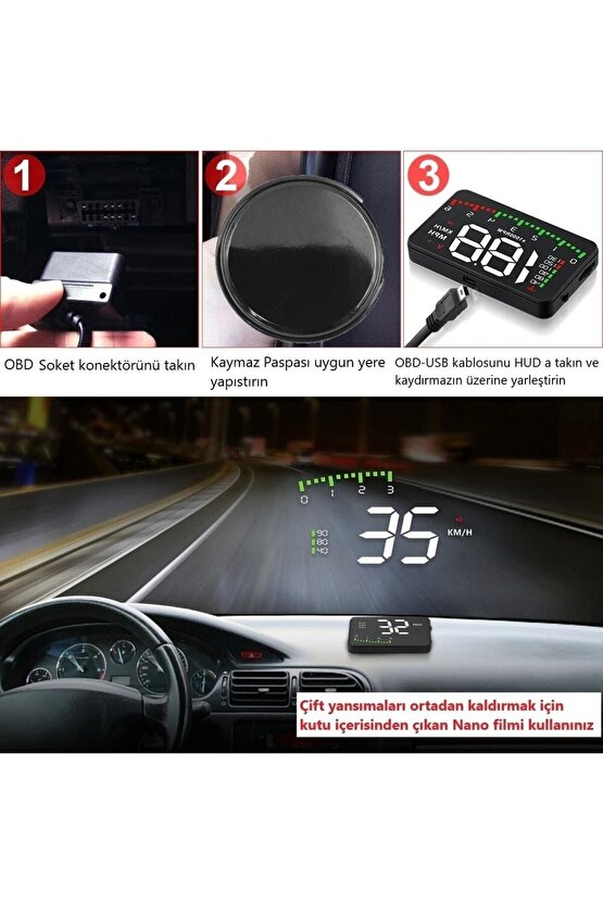 Hyundai Era-getz Araba Için Uyumlu Harici Dijital Hararet-hız-devir-voltaj Göstergesi Ekranı Hub Obd