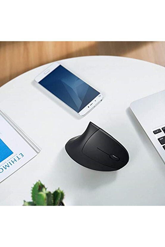 Kablosuz Dikey Ergonomik Optik Mouse 1600dpı 6 Tuşlu Vertical Siyah Mouse