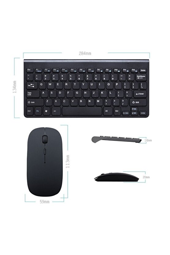 Samsung Galaxy Tab A7 Sm-t500 10.4 Uyumlu Kablosuz Taşınabilir Q Klavye Ve Mouse Set Beyaz