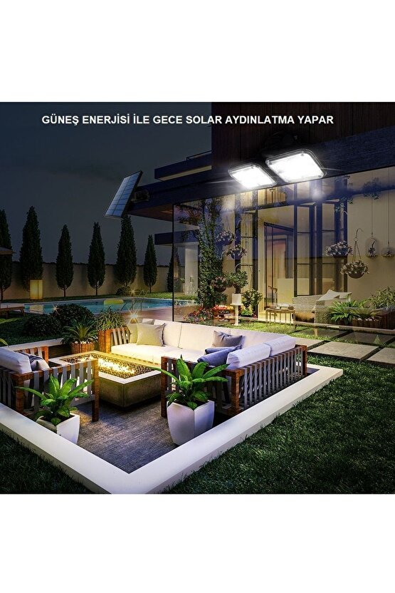 Solar Led Hareket Sensörlü Bahçe Aydınlatması Su Geçirmez 120 Ledli Güneş Enerjili Lamba