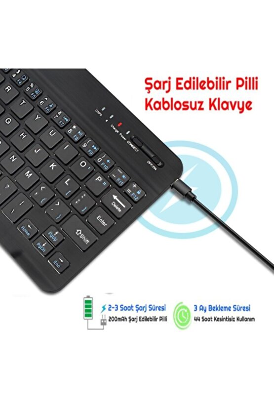 Alcatel 3t8 2020 Uyumlu Bleutooth Tablet Klavyesi Mini Slim Şarjlı Kablosuz Klavye
