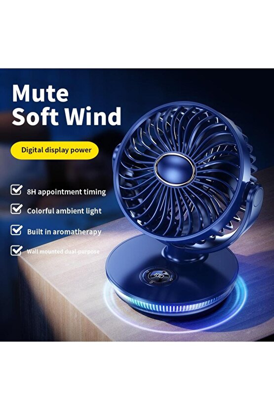 ŞARJLI MASAÜSTÜ MİNİ KLİMA SERİNLETİCİ FAN RGB LED IŞIKLI VANTİLATÖR ASKILI FAN