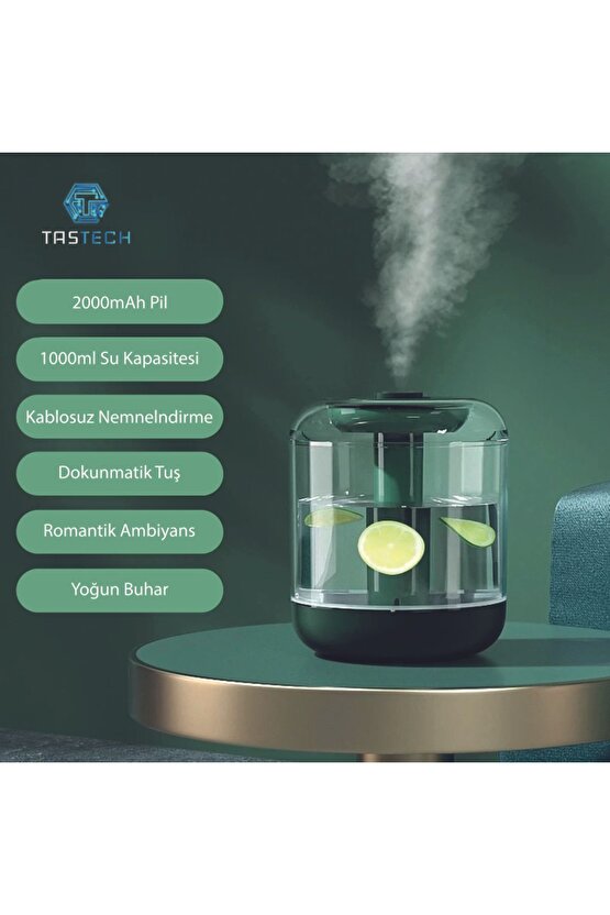 1L Sessiz Oda Hava Nemlendirici Gece Lambası Şarjlı Ev Ofis için Aroma Theraphy Uçucu Yağ Difüzör