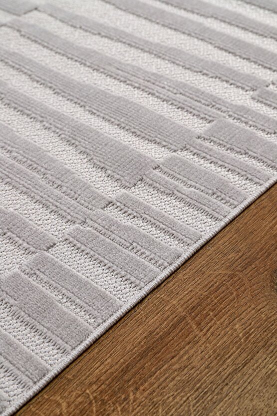 Bambu Yumuşak Halı Salon Mutfak Koridor Kesme Yolluk Dokuma Makine Halısı Art Gri