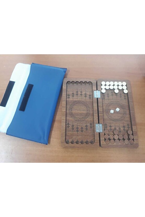 Mini Tavla Seyahat Tavla Cep Tavla 24x24 Özel Deri Kılıflı-KIZ KULESİ