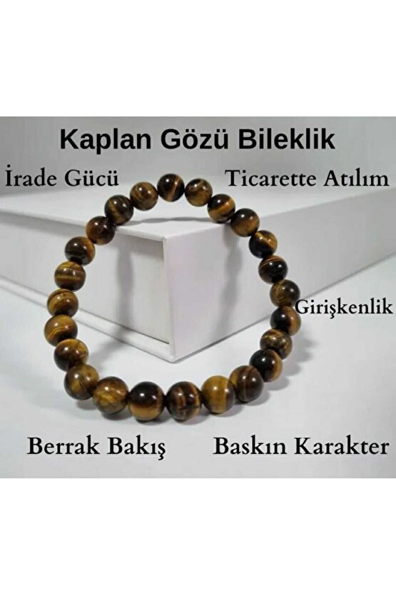 Sertifikalı Kaplan Gözü Doğaltaş Bileklik 8 mm