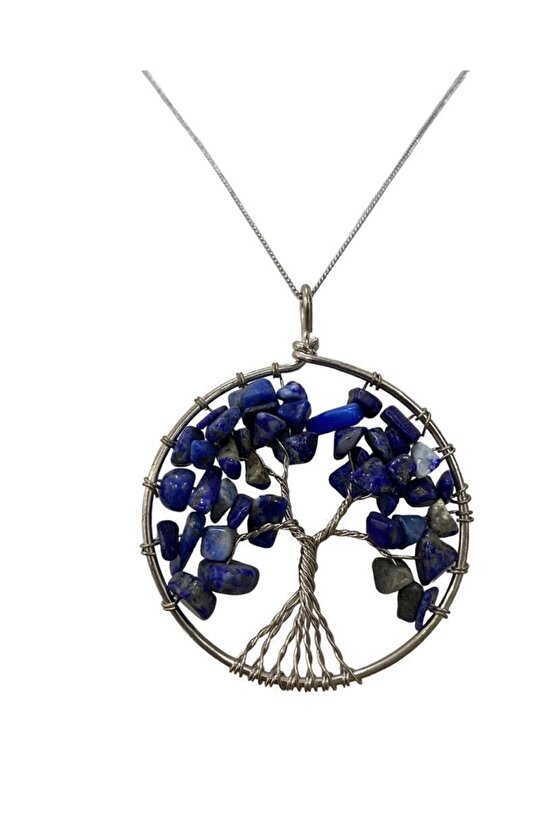Tel Sarmalı Lapis Lazuli Hayat Ağacı Sentetik Taş Kolye